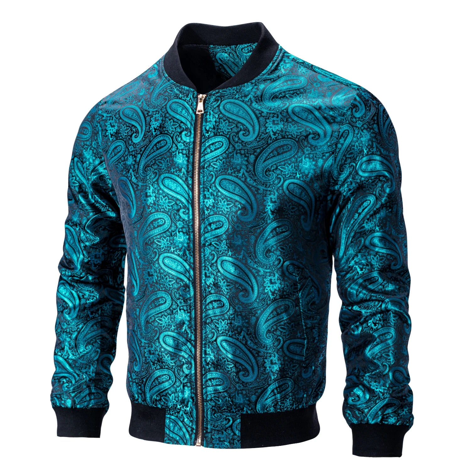 Paisley Jacquard Lightweight Bomber Jacket – Men's Casual Streetwear Windbreaker