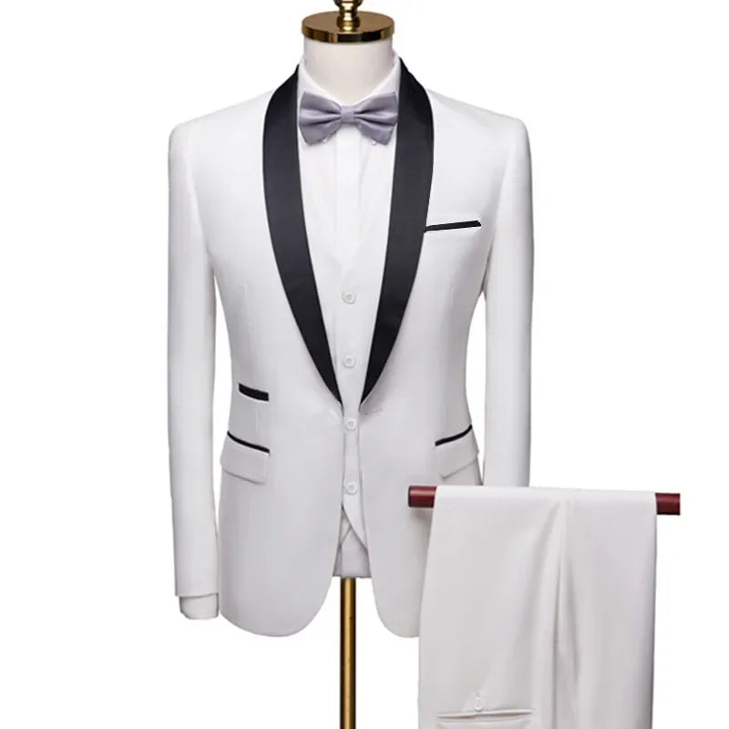 Men's Skinny Fit 3-Piece Tuxedo Suit | Slim Fit Groom & Prom Blazer Set by BlazerBoyz