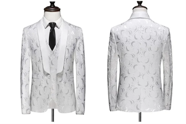 Courtly Charm 3-Piece Suit | Men's Slim Fit Swallowtail Wedding, Office, & Banquet Ensemble