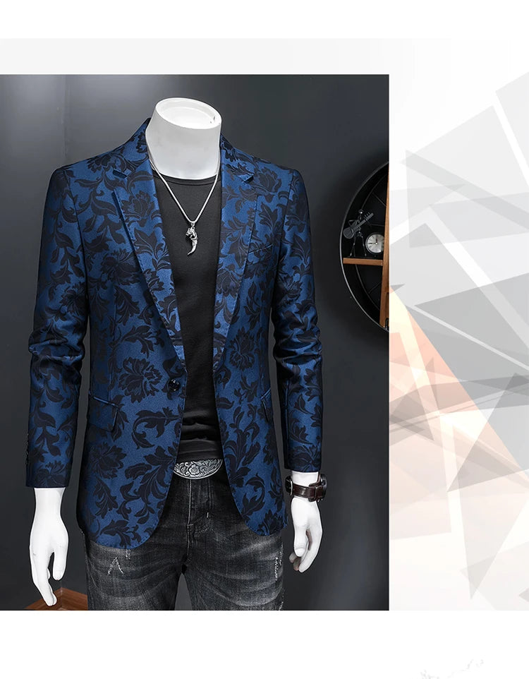 Men’s British Style Jacquard Blazer | Luxury Slim Fit Business Casual Suit by BlazerBoyz