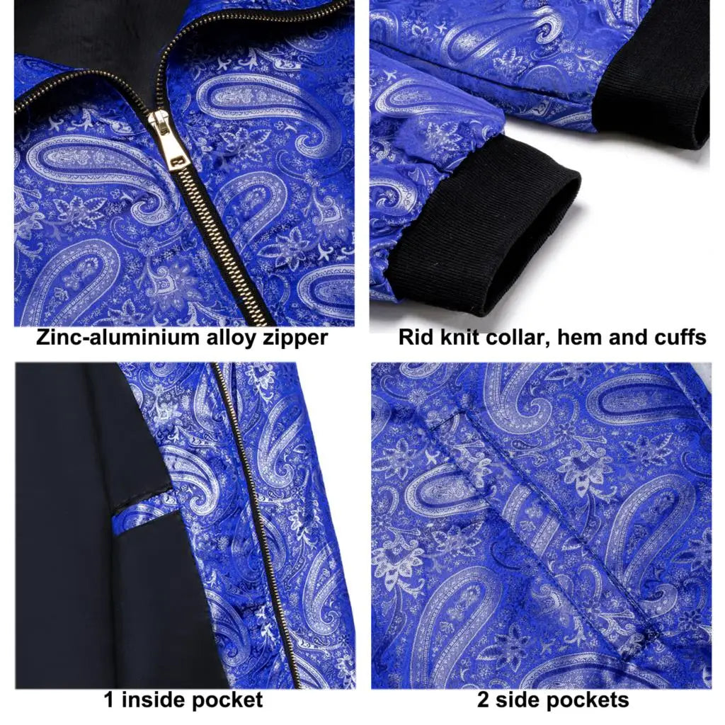 Paisley Jacquard Lightweight Bomber Jacket – Men's Casual Streetwear Windbreaker