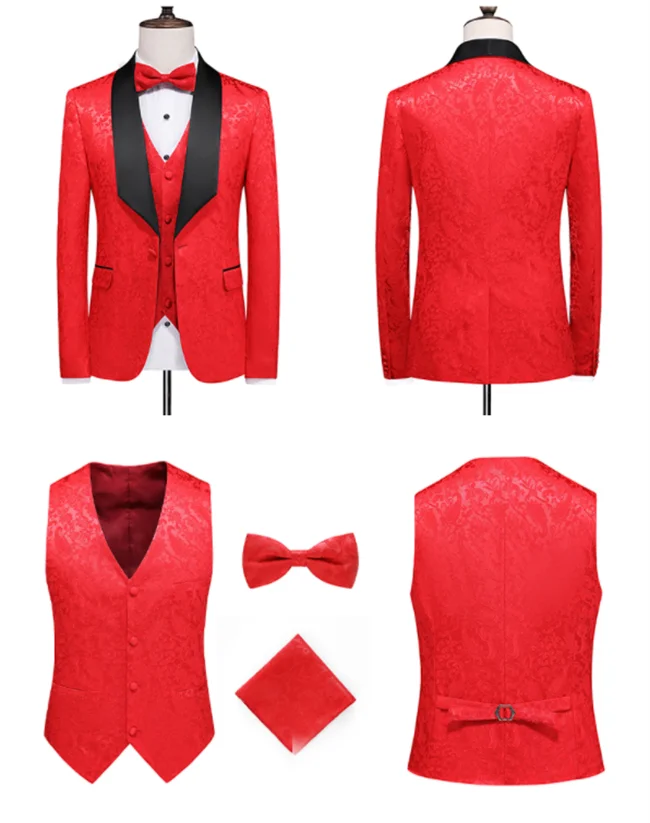 Courtly Charm 3-Piece Suit | Men's Slim Fit Swallowtail Wedding, Office, & Banquet Ensemble