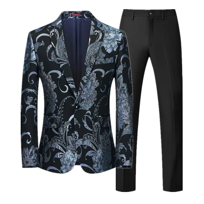 Luxury Men’s Swallowtail Suit | 2-Piece Slim Fit Jacquard Blazer & Pants for Weddings & Parties by BlazerBoyz