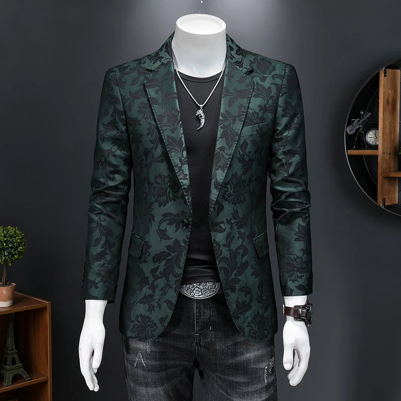 Men’s British Style Jacquard Blazer | Luxury Slim Fit Business Casual Suit by BlazerBoyz