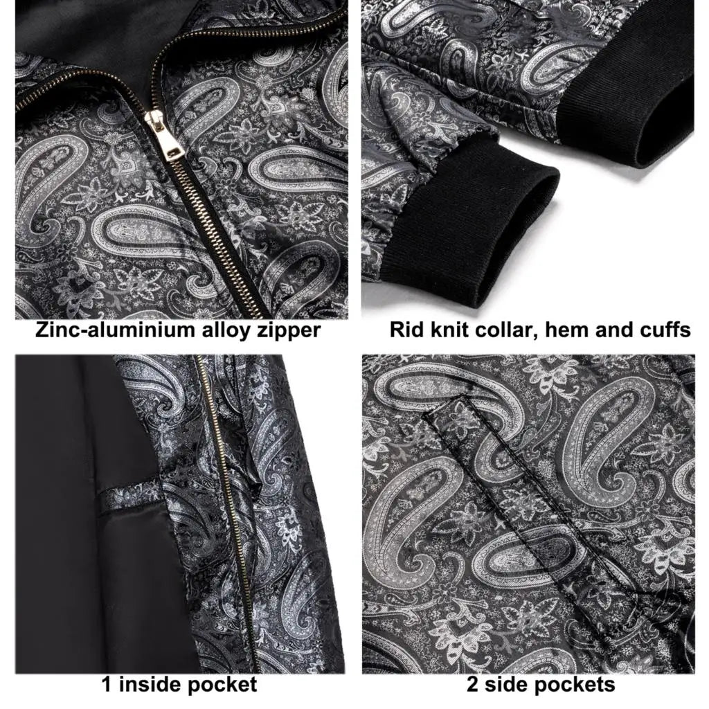 Paisley Jacquard Lightweight Bomber Jacket – Men's Casual Streetwear Windbreaker