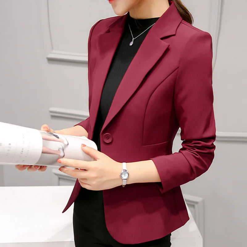 Women’s Notched Blazer | Slim Fit Single Button Office Suit Jacket by BlazerGirlz