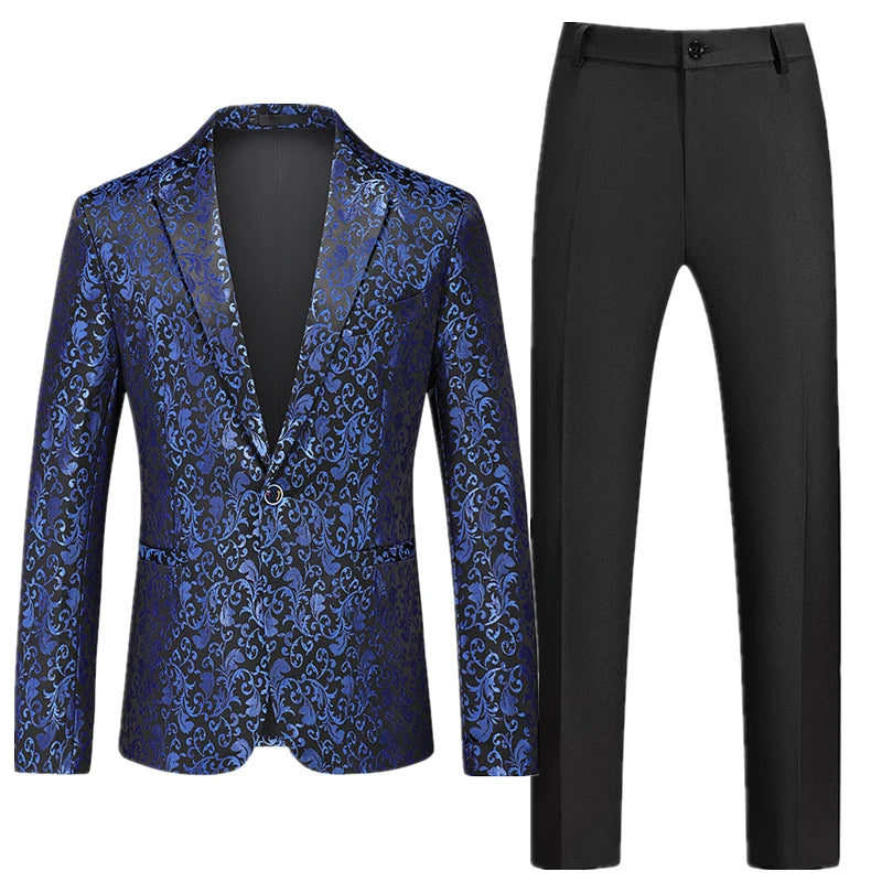 Men's Slim Fit Suit Set | Blazer & Trousers in Blue, Red, Black | Sizes M-6XL by BlazerBoyz