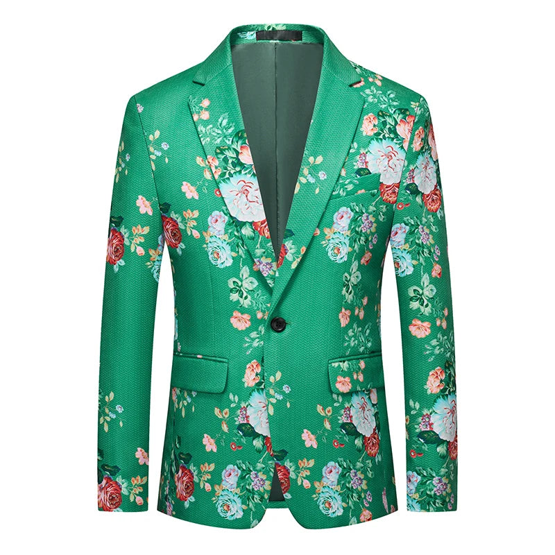 Luxury Peacock Feather Jacquard Blazer | Top-Quality Single Button Men’s Elegant Suit Jacket by BlazerBoyz