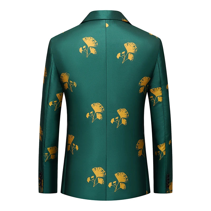 Luxury Peacock Feather Jacquard Blazer | Top-Quality Single Button Men’s Elegant Suit Jacket by BlazerBoyz