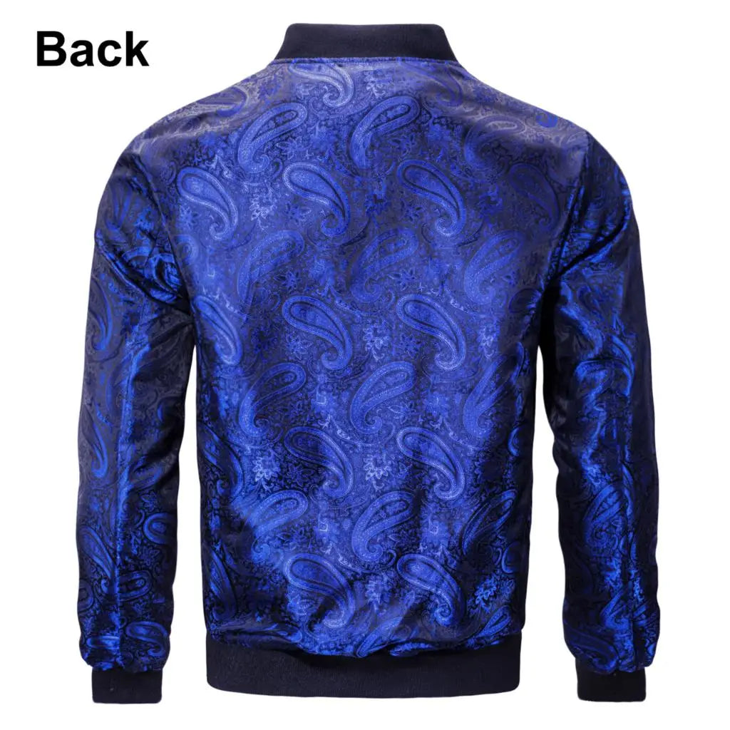 Paisley Jacquard Lightweight Bomber Jacket – Men's Casual Streetwear Windbreaker