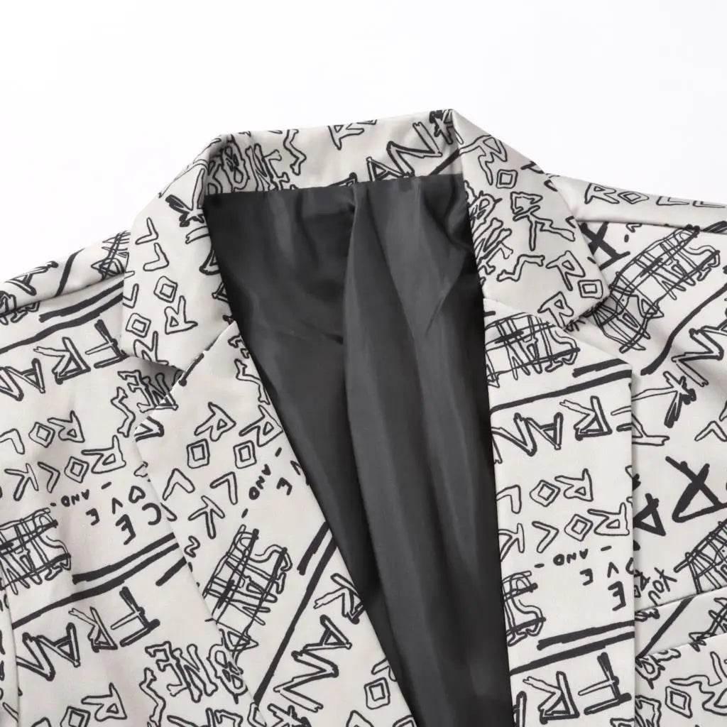 Men’s Casual Letter Printed Suit Jacket | Elegant Slim Fit Veston Homme by BlazerBoyz