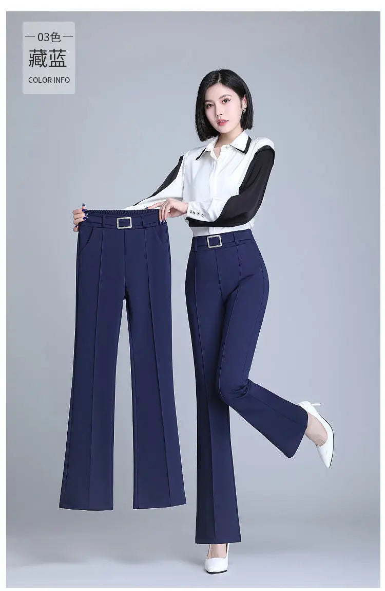 Elegant High-Waist Flare Pants for Women | Office & Casual Trousers by BlazerGirlz