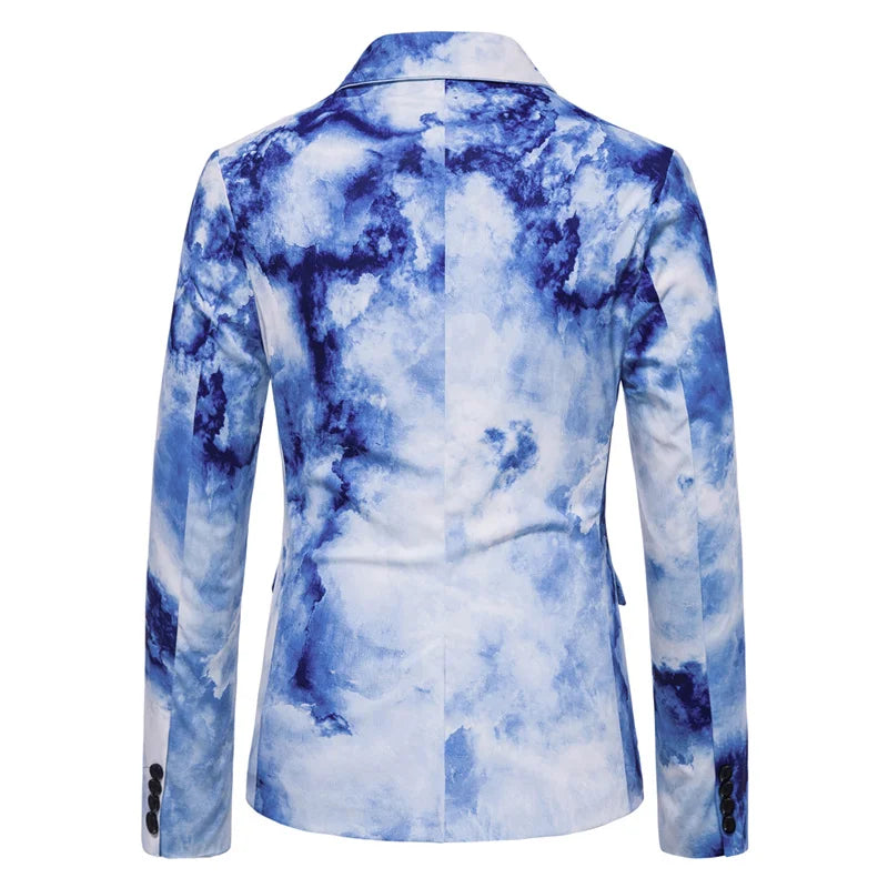 Men’s Printed and Dyed Floral Suit Jacket | Fashionable Blue/Black Blazer by BlazerBoyz