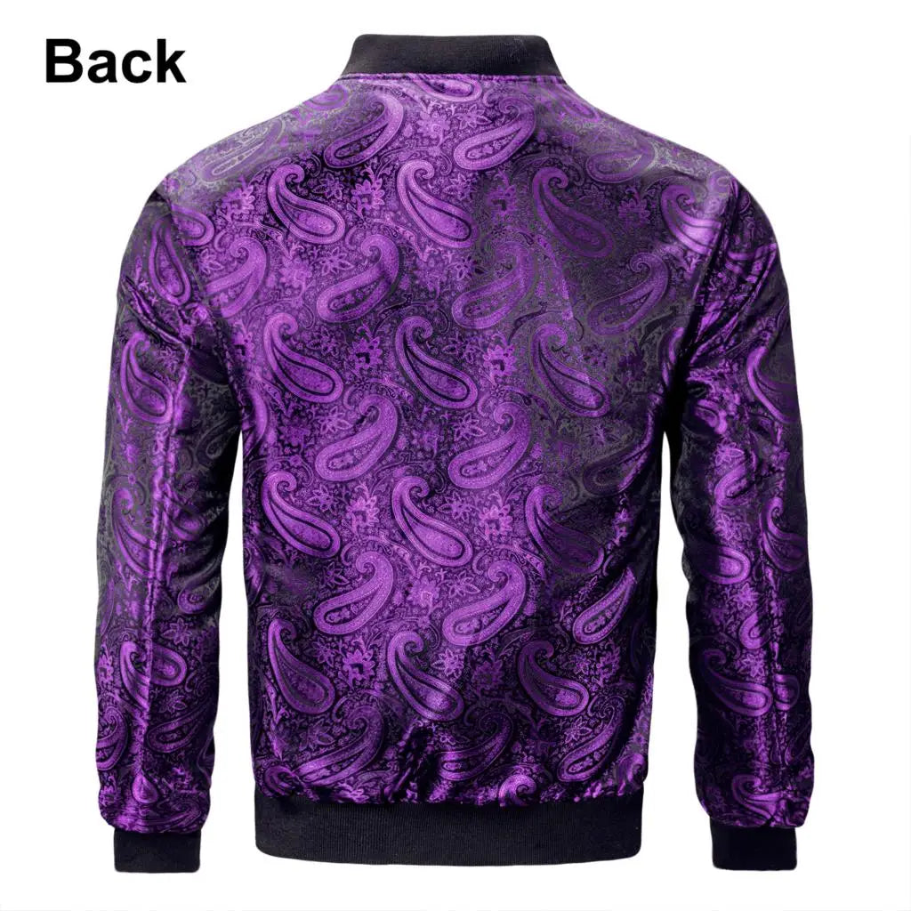 Paisley Jacquard Lightweight Bomber Jacket – Men's Casual Streetwear Windbreaker