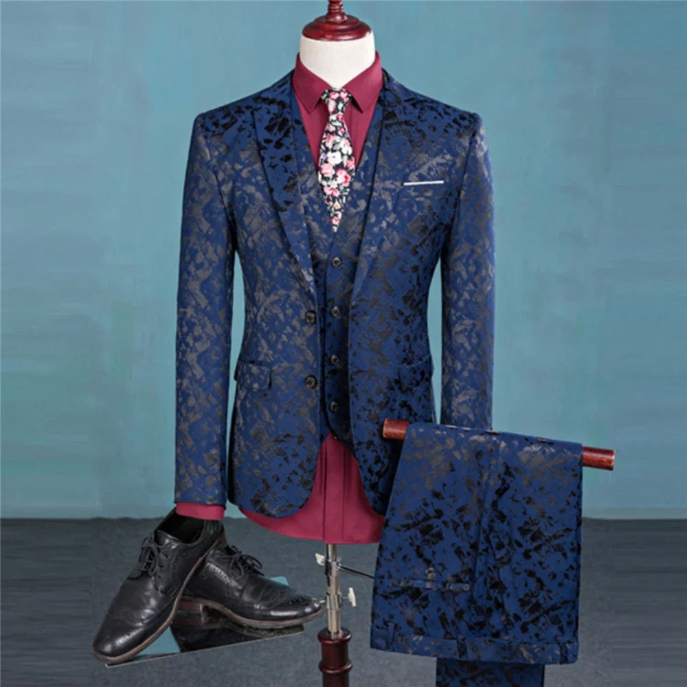 Men’s Floral 2 & 3-Piece Suit | Leisure Business Blazer, Vest, & Trousers Set by BlazerBoyz