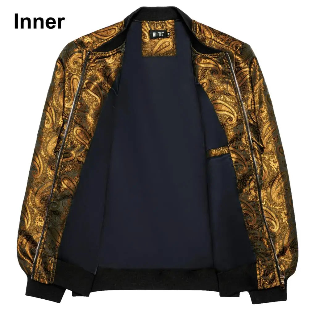 Paisley Jacquard Lightweight Bomber Jacket – Men's Casual Streetwear Windbreaker