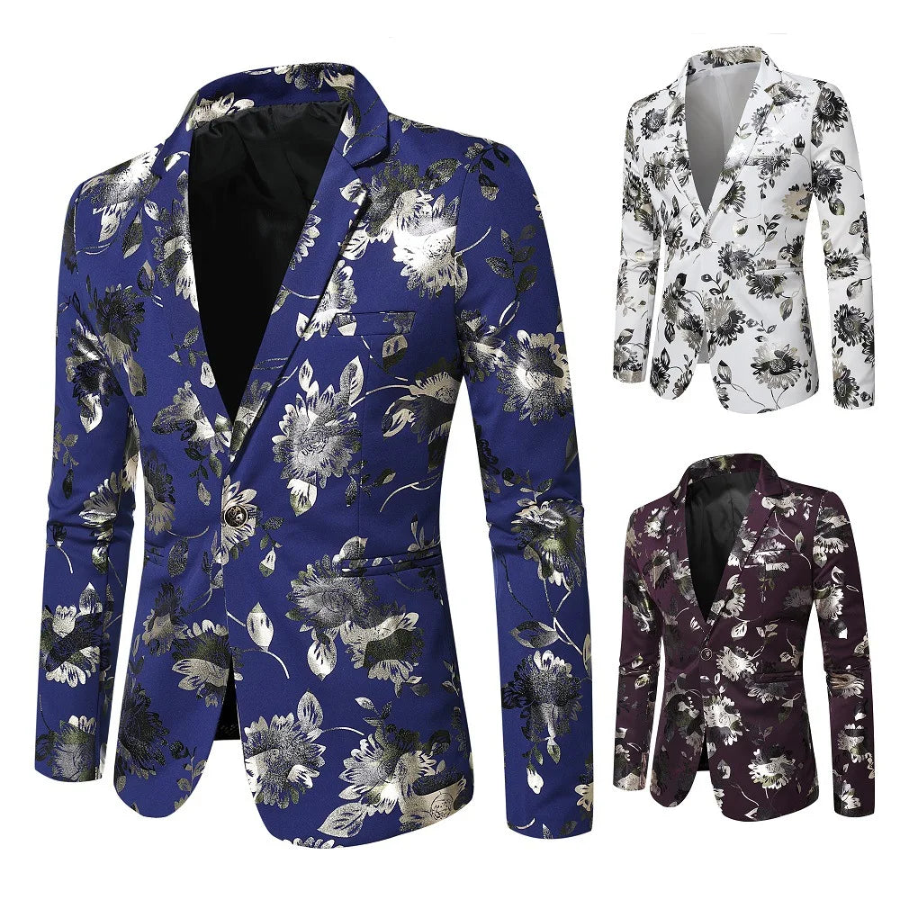 Luxury Bronzing Floral Print Blazer | Victorian-Style Men’s Slim Fit Jacket for Prom & Weddings by BlazerBoyz