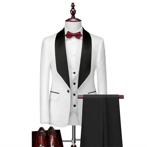 Courtly Charm 3-Piece Suit | Men's Slim Fit Swallowtail Wedding, Office, & Banquet Ensemble