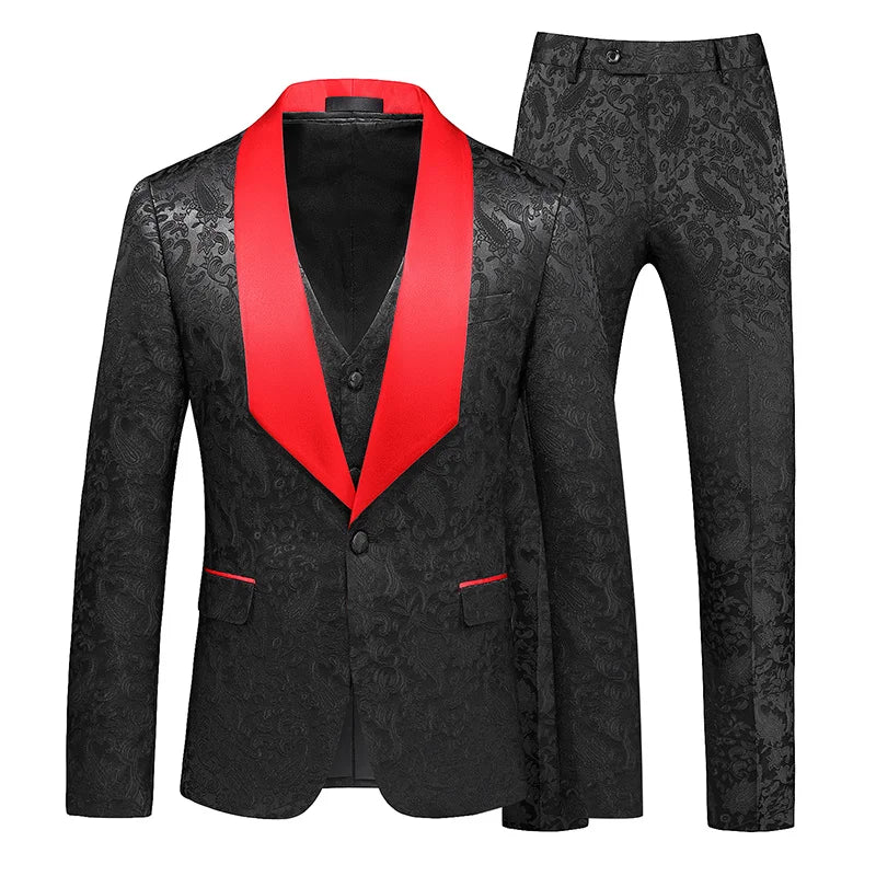 Courtly Charm 3-Piece Suit | Men's Slim Fit Swallowtail Wedding, Office, & Banquet Ensemble