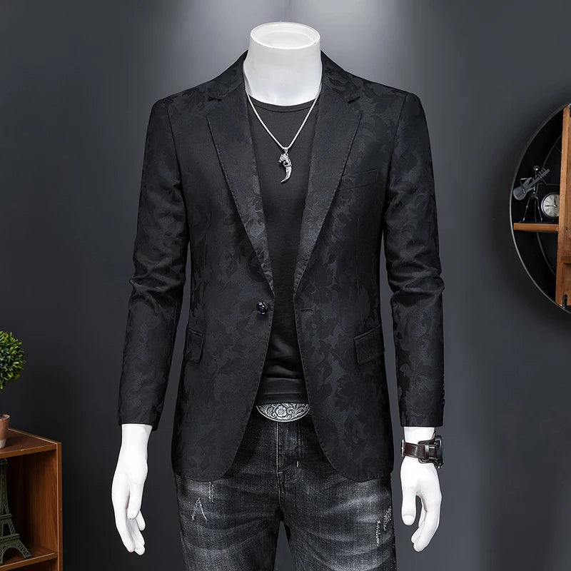 Men’s British Style Jacquard Blazer | Luxury Slim Fit Business Casual Suit by BlazerBoyz