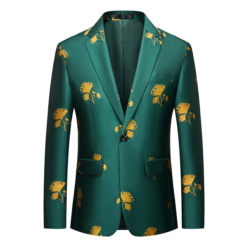 Luxury Peacock Feather Jacquard Blazer | Top-Quality Single Button Men’s Elegant Suit Jacket by BlazerBoyz