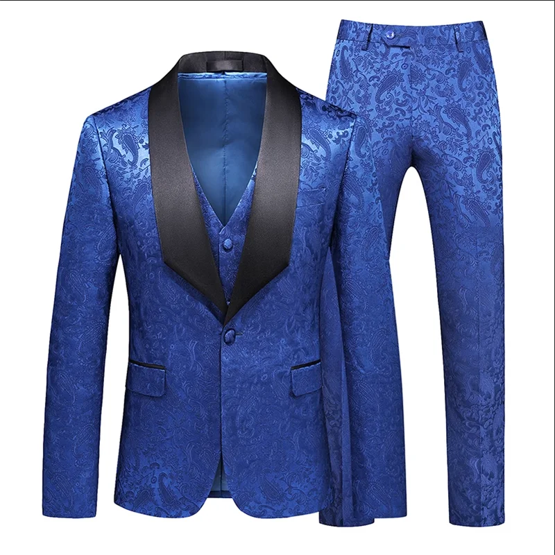 Courtly Charm 3-Piece Suit | Men's Slim Fit Swallowtail Wedding, Office, & Banquet Ensemble