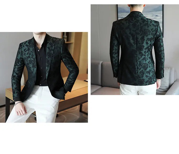 Luxury Print Slim Fit Blazer for Men | Black Suit Jacket for Stage, Party, & Wedding | Sizes 4XL-5XL by BlazerBoyz