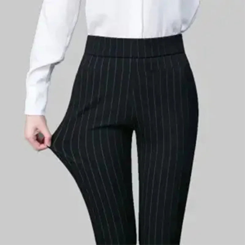 Diamond Stripes High-Waist Pants | Women’s Spring & Summer Office Casual Trousers