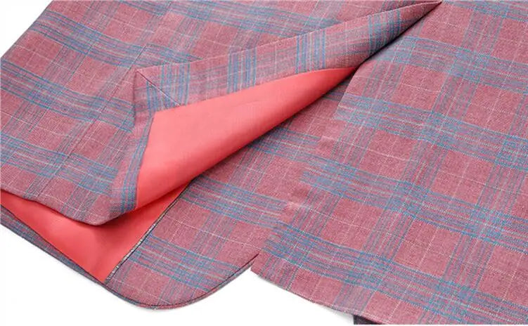 Red Striped Plaid 3-Piece Suit | Men's Slim Fit Wedding & Party Blazer, Pants & Vest by BlazerBoyz