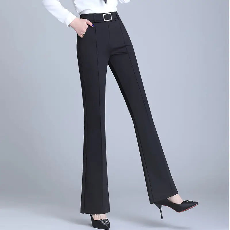 Elegant High-Waist Flare Pants for Women | Office & Casual Trousers by BlazerGirlz