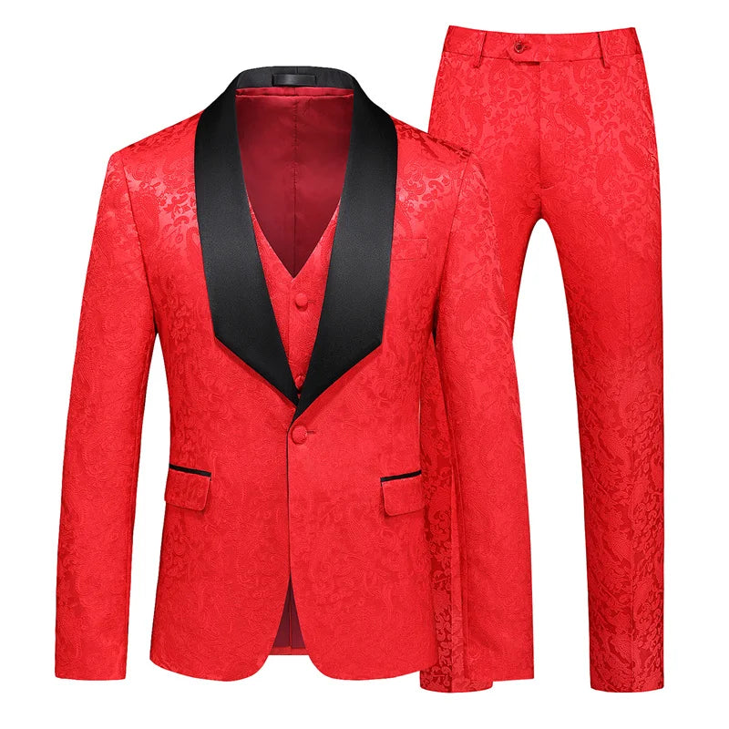 Courtly Charm 3-Piece Suit | Men's Slim Fit Swallowtail Wedding, Office, & Banquet Ensemble