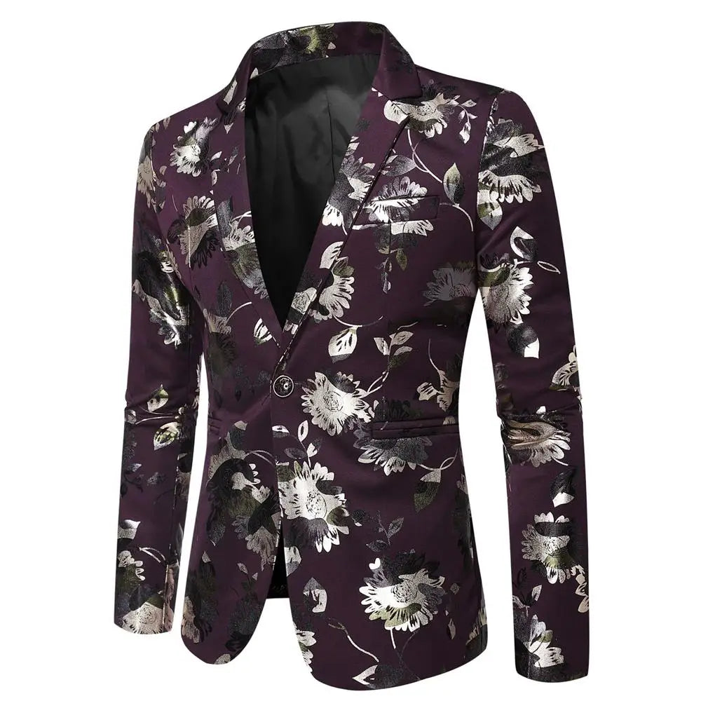 Luxury Bronzing Floral Print Blazer | Victorian-Style Men’s Slim Fit Jacket for Prom & Weddings by BlazerBoyz