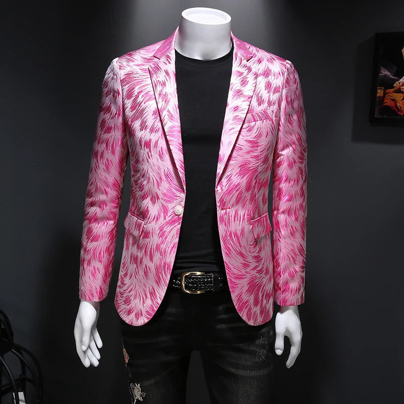 Luxury Embroidered Men’s Blazer | Gold Yarn Casual Suit Jacket for Stage & Events by BlazerBoyz