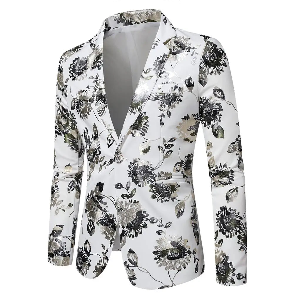 Luxury Bronzing Floral Print Blazer | Victorian-Style Men’s Slim Fit Jacket for Prom & Weddings by BlazerBoyz