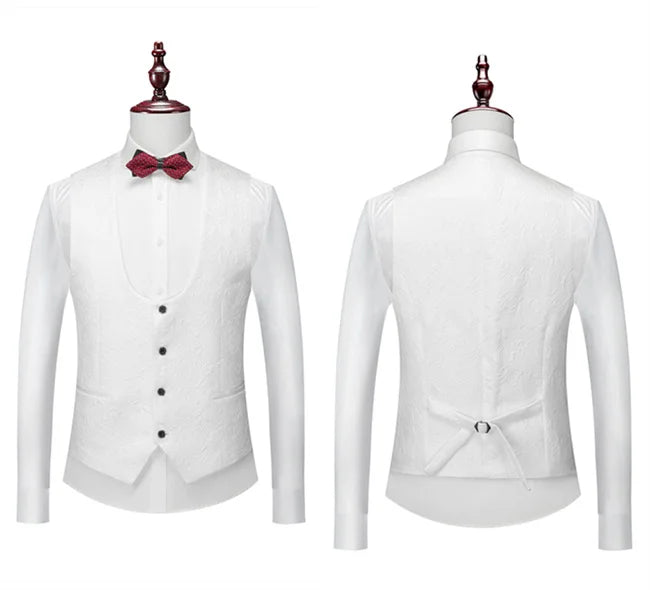 Courtly Charm 3-Piece Suit | Men's Slim Fit Swallowtail Wedding, Office, & Banquet Ensemble