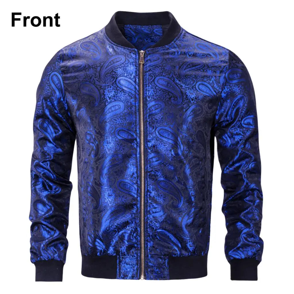 Paisley Jacquard Lightweight Bomber Jacket – Men's Casual Streetwear Windbreaker