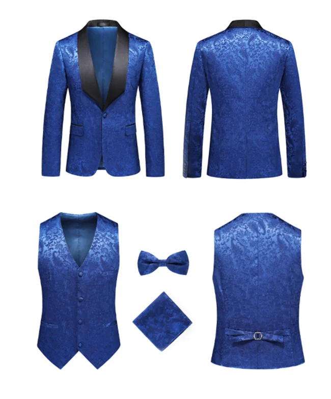 Courtly Charm 3-Piece Suit | Men's Slim Fit Swallowtail Wedding, Office, & Banquet Ensemble