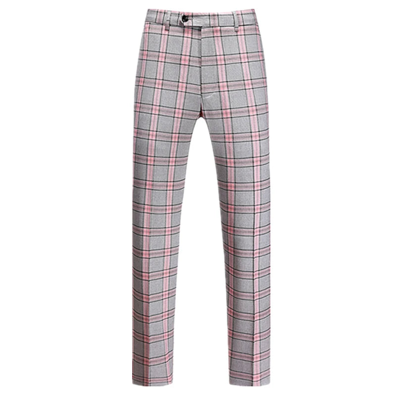 Red Striped Plaid 3-Piece Suit | Men's Slim Fit Wedding & Party Blazer, Pants & Vest by BlazerBoyz