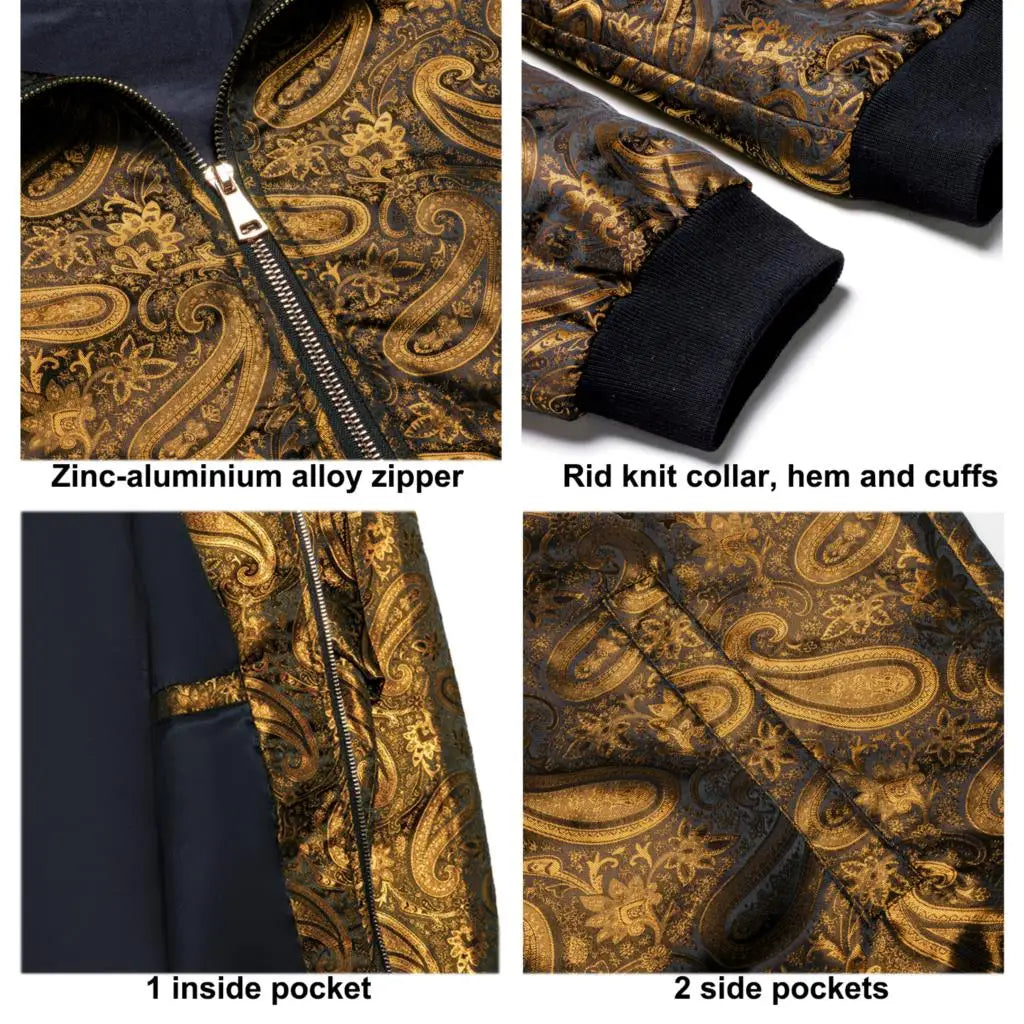 Paisley Jacquard Lightweight Bomber Jacket – Men's Casual Streetwear Windbreaker