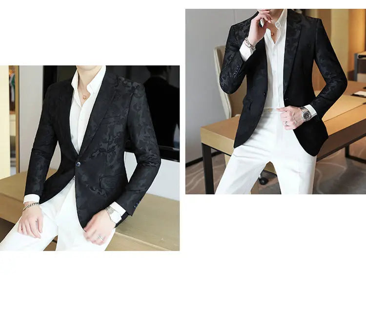 Luxury Print Slim Fit Blazer for Men | Black Suit Jacket for Stage, Party, & Wedding | Sizes 4XL-5XL by BlazerBoyz