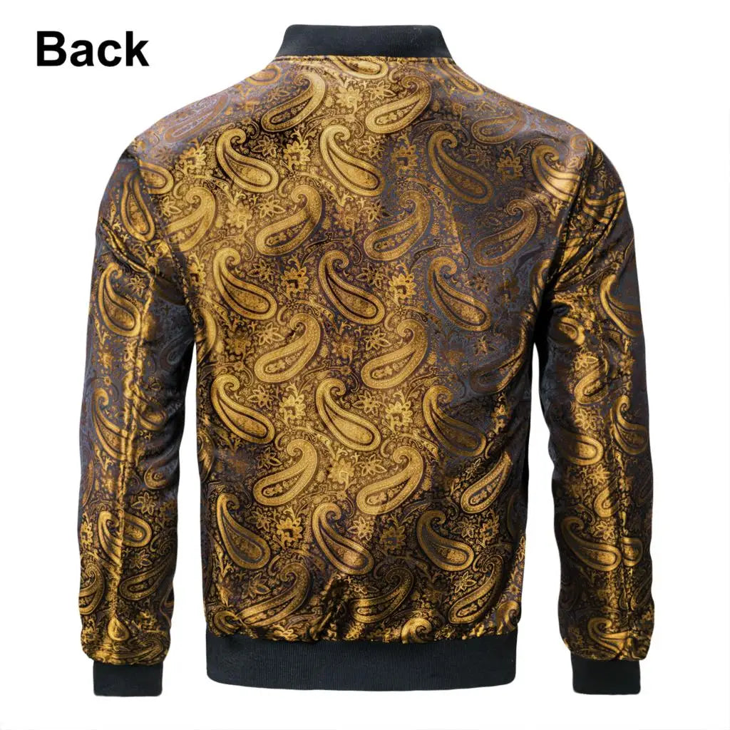 Paisley Jacquard Lightweight Bomber Jacket – Men's Casual Streetwear Windbreaker