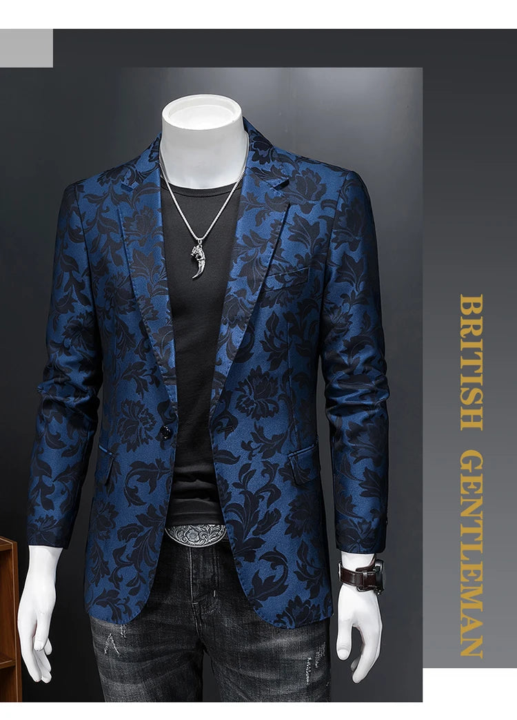 Men’s British Style Jacquard Blazer | Luxury Slim Fit Business Casual Suit by BlazerBoyz