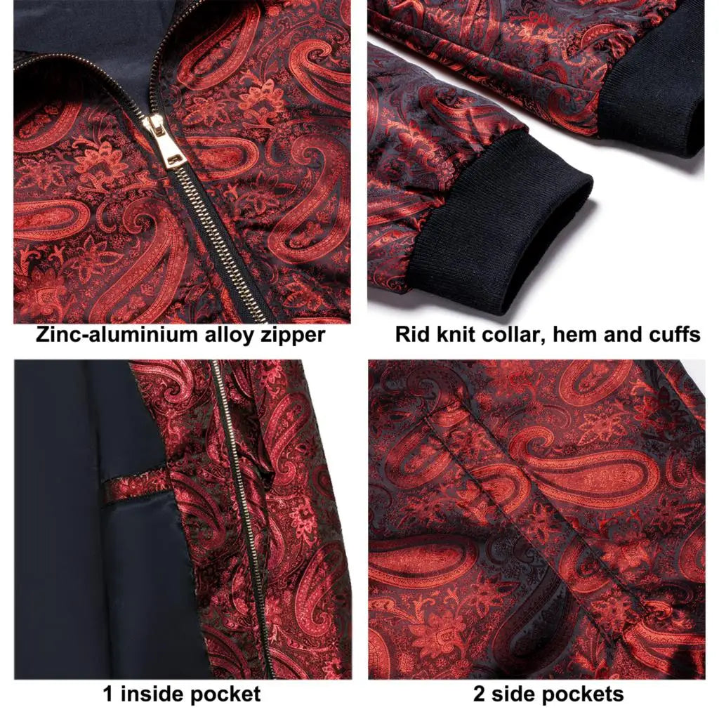 Paisley Jacquard Lightweight Bomber Jacket – Men's Casual Streetwear Windbreaker