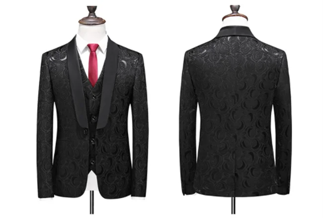 Courtly Charm 3-Piece Suit | Men's Slim Fit Swallowtail Wedding, Office, & Banquet Ensemble