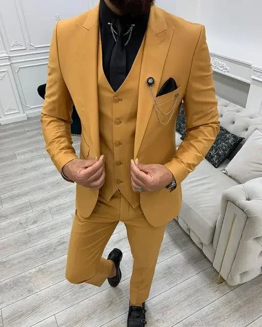 Elegant Lapel 3-Piece Slim Fit Suit