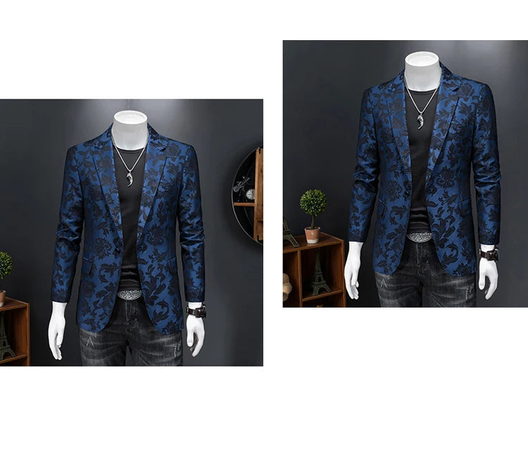 Men’s British Style Jacquard Blazer | Luxury Slim Fit Business Casual Suit by BlazerBoyz