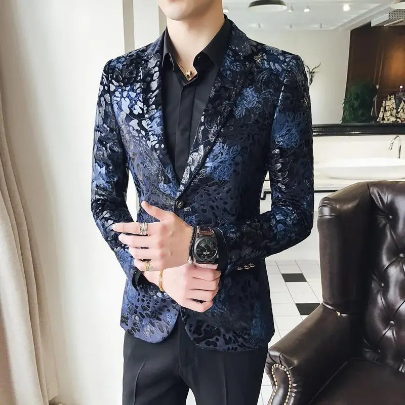 Men’s British Style Slim Fit Blazer | Trendy Print Wedding & Business Jacket by BlazerBoyz