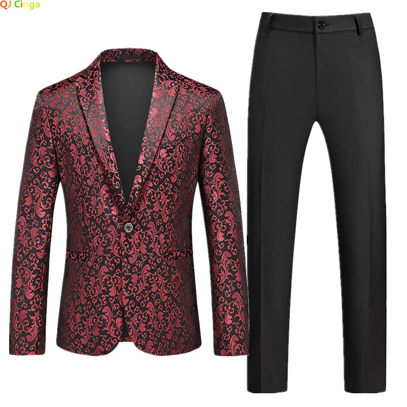 Men's Slim Fit Suit Set | Blazer & Trousers in Blue, Red, Black | Sizes M-6XL by BlazerBoyz