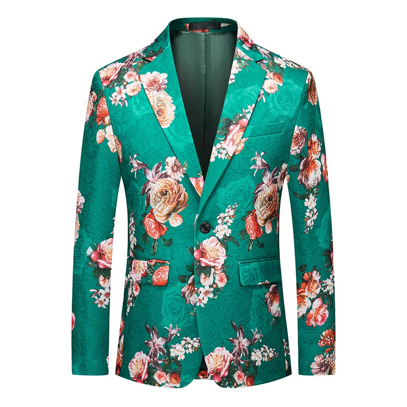 Luxury Peacock Feather Jacquard Blazer | Top-Quality Single Button Men’s Elegant Suit Jacket by BlazerBoyz