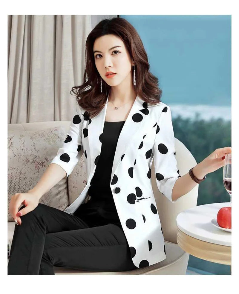 Polka Dot Slim Fit Blazer | Women's Spring & Summer Korean Fashion Jacket by BlazerBoyz